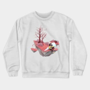 Beautiful art of cute girl in a floating land Crewneck Sweatshirt